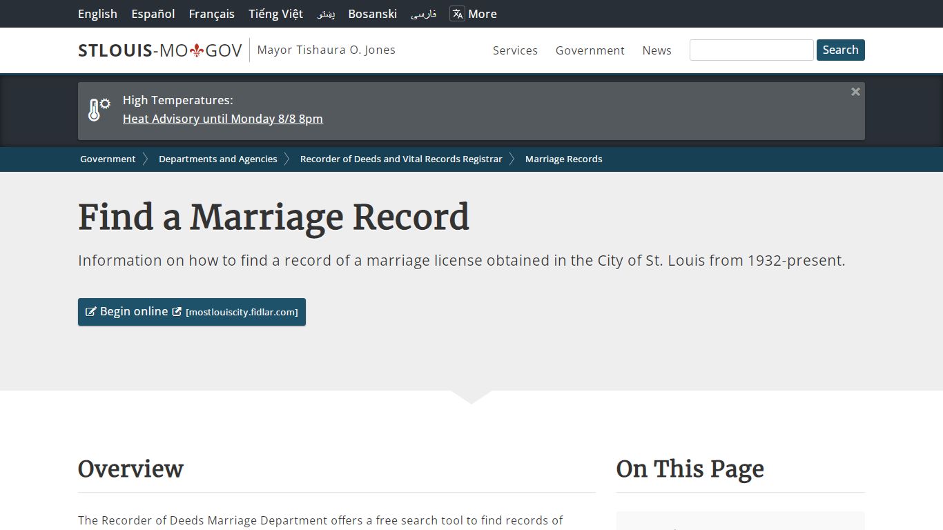 Find a Marriage Record - St. Louis