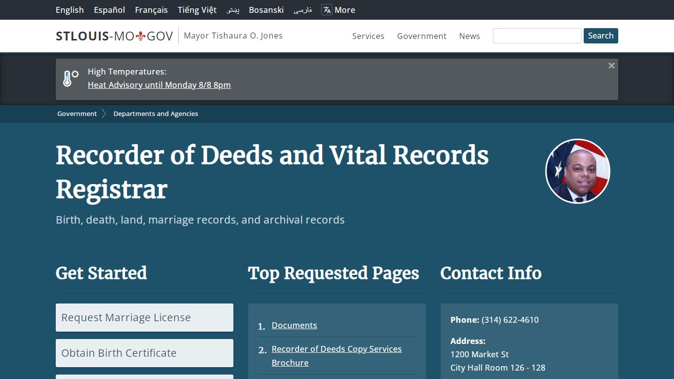 St. Louis City Recorder of Deeds and Vital Records Registrar